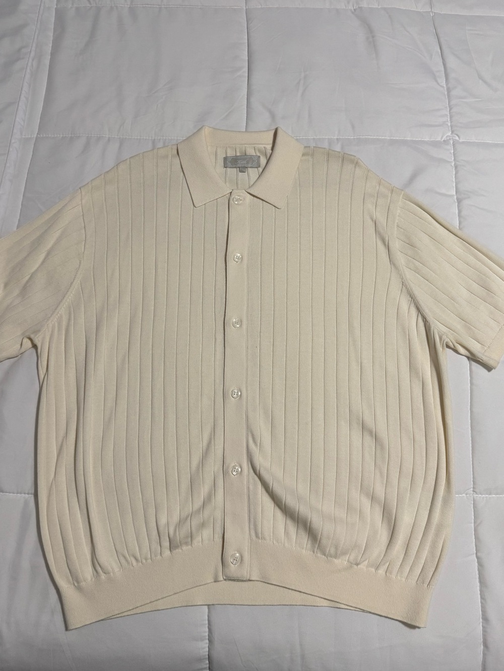 Kith Rhys Knit Stripe Button Down Shirt 'Sandrift'